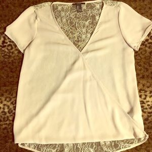 Beige blouse with lace back